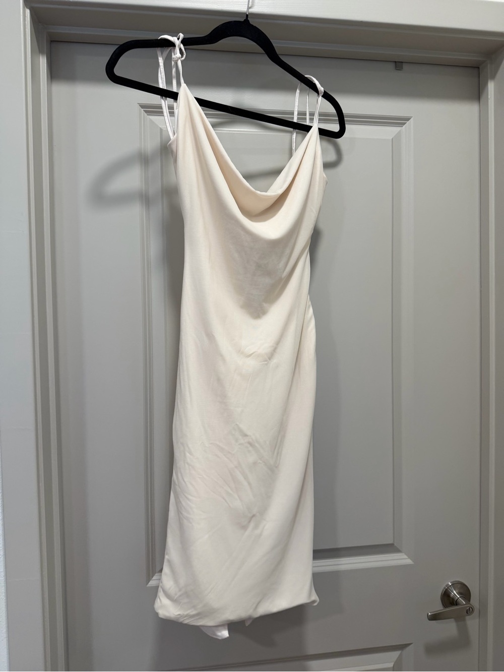 Oh Polly Cream Cowl Midi Slip Dress